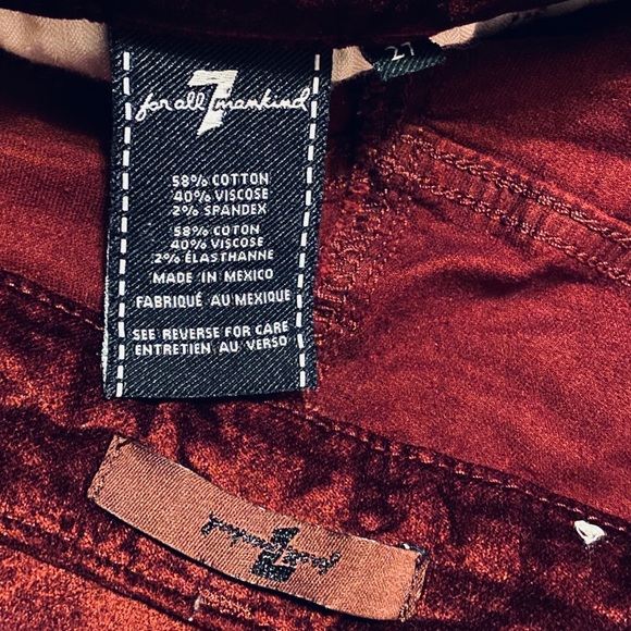 7 For All Mankind Red Velvet Ankle Skinny Jean - Picture 4 of 4